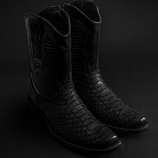 Men's Roma Frontier Exotic Original Python Zip Square Toe Boot