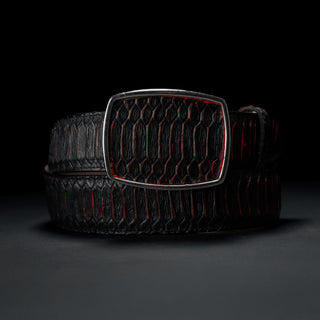 Men's Red Venom MAMBA Strike Python Tribute Ankle Square Toe Boot + Belt Combo