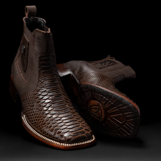 Men's MAMBA Strike Python Tribute Ankle Square Toe Boot + Belt Combo