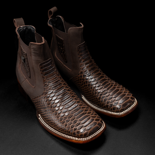 Men's MAMBA Strike Python Tribute Ankle Square Toe Boot + Belt Combo