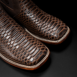 Men's MAMBA Strike Python Tribute Ankle Square Toe Boot + Belt Combo