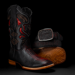 Men's MAMBA Python Tribute Square Toe Boot + Belt Combo Lava