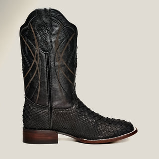 Rodeo Cartie Python Original Exotic Cowboy Western Boots Square Toe Black Matte