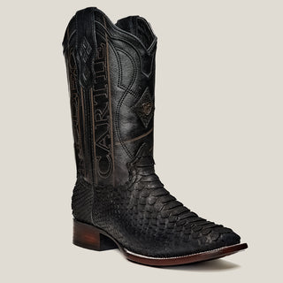 Rodeo Cartie Python Original Exotic Cowboy Western Boots Square Toe Black Matte