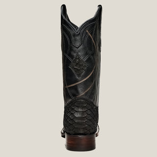 Rodeo Cartie Python Original Exotic Cowboy Western Boots Square Toe Black Matte