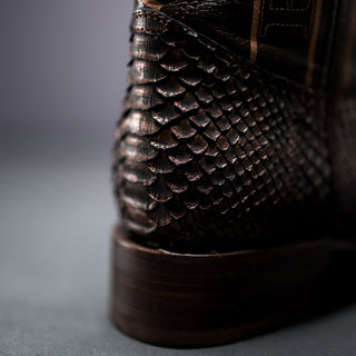 Rodeo Cartie Python Original Exotic Cowboy Western Boots Square Toe Black Matte