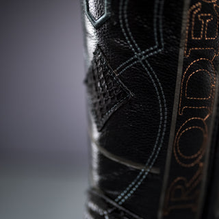 Rodeo Cartie Python Original Exotic Cowboy Western Boots Square Toe Black Matte