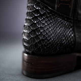 Rodeo Cartie Python Original Exotic Cowboy Western Boots Square Toe Black Matte