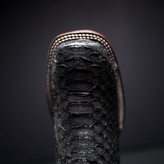 Rodeo Cartie Python Original Exotic Cowboy Western Boots Square Toe Black Matte