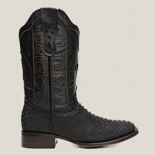 Rodeo Cartie Python Original Exotic Cowboy Western Boots Square Toe Black Matte