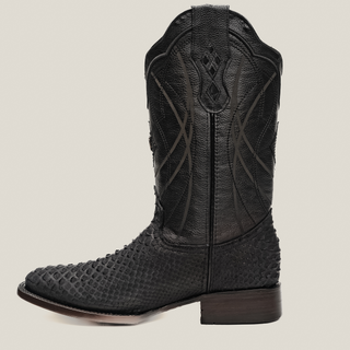 Rodeo Cartie Python Original Exotic Cowboy Western Boots Square Toe Black Matte