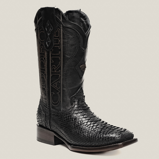 Rodeo Cartie Python Original Exotic Cowboy Western Boots Square Toe Black Matte