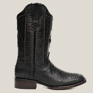 Rodeo Cartie Python Original Exotic Cowboy Western Boots Square Toe Black Matte