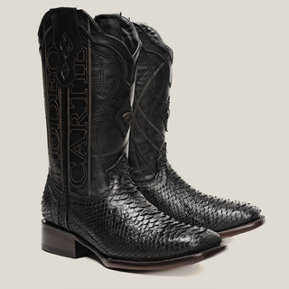 Rodeo Cartie Python Original Exotic Cowboy Western Boots Square Toe Black Matte