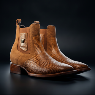 Men's Lizard Ankle Square Toe Boot