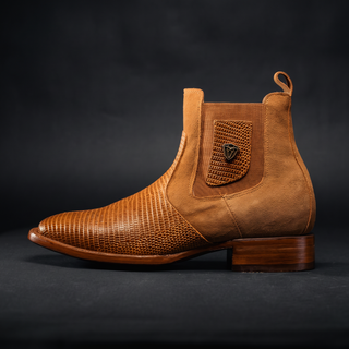 Men's Lizard Ankle Square Toe Boot