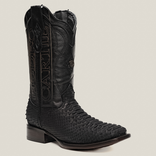 Rodeo Cartie Python Original Exotic Cowboy Western Boots Square Toe Black Matte