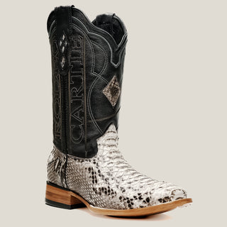 Rodeo Cartie Python Original Exotic Cowboy Western Boots Square Toe Black Matte