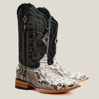 Rodeo Cartie Python Original Exotic Cowboy Western Boots Square Toe Black Matte