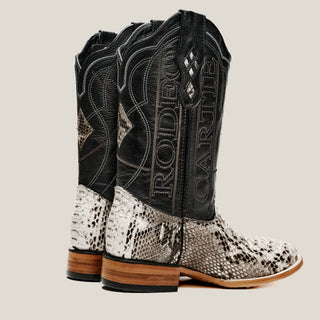 Rodeo Cartie Python Original Exotic Cowboy Western Boots Square Toe Black Matte