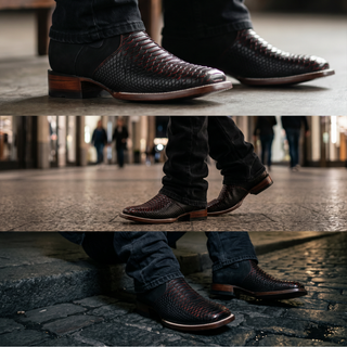 Men's MAMBA Strike Python Ankle Square Toe Boot