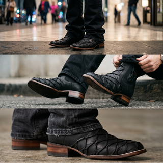 Men's Royal Monster Fish Pirarucu Ankle Square Toe Boot